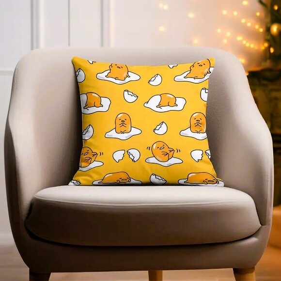 Cute Gudetama the Lazy Egg 18x18 with Throw Pillow Included! Kawaii Ramen NEW - Picture 2 of 6